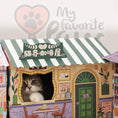 Load image into Gallery viewer, Fun and Vibrant Cardboard Cat House with Scratching Board
