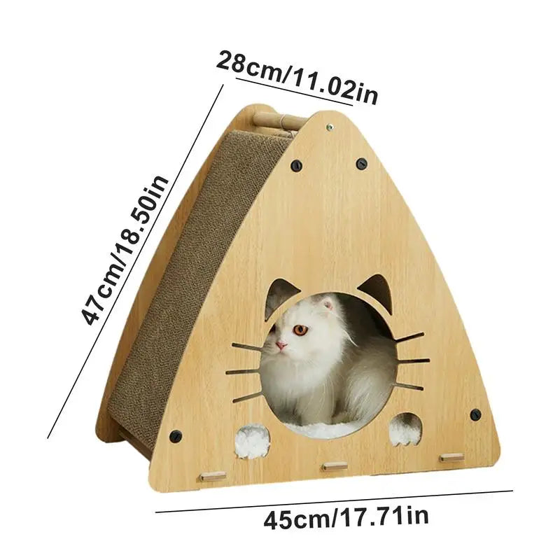 Wooden Cat Scratcher House