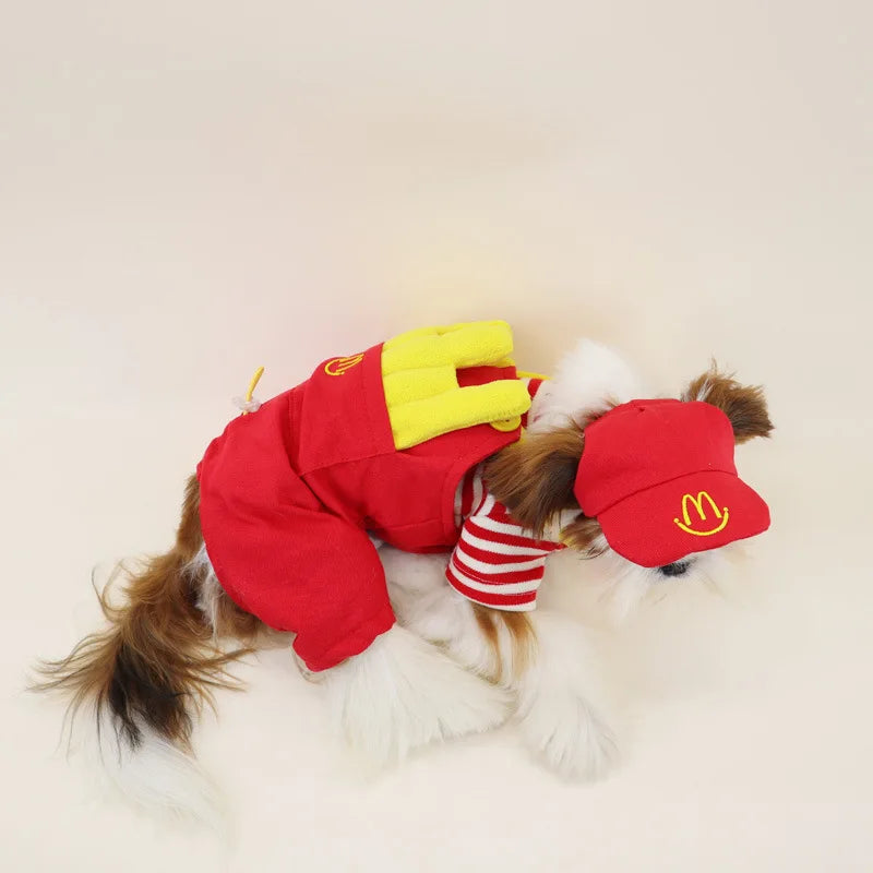 McDonald's-inspired dog employee uniform