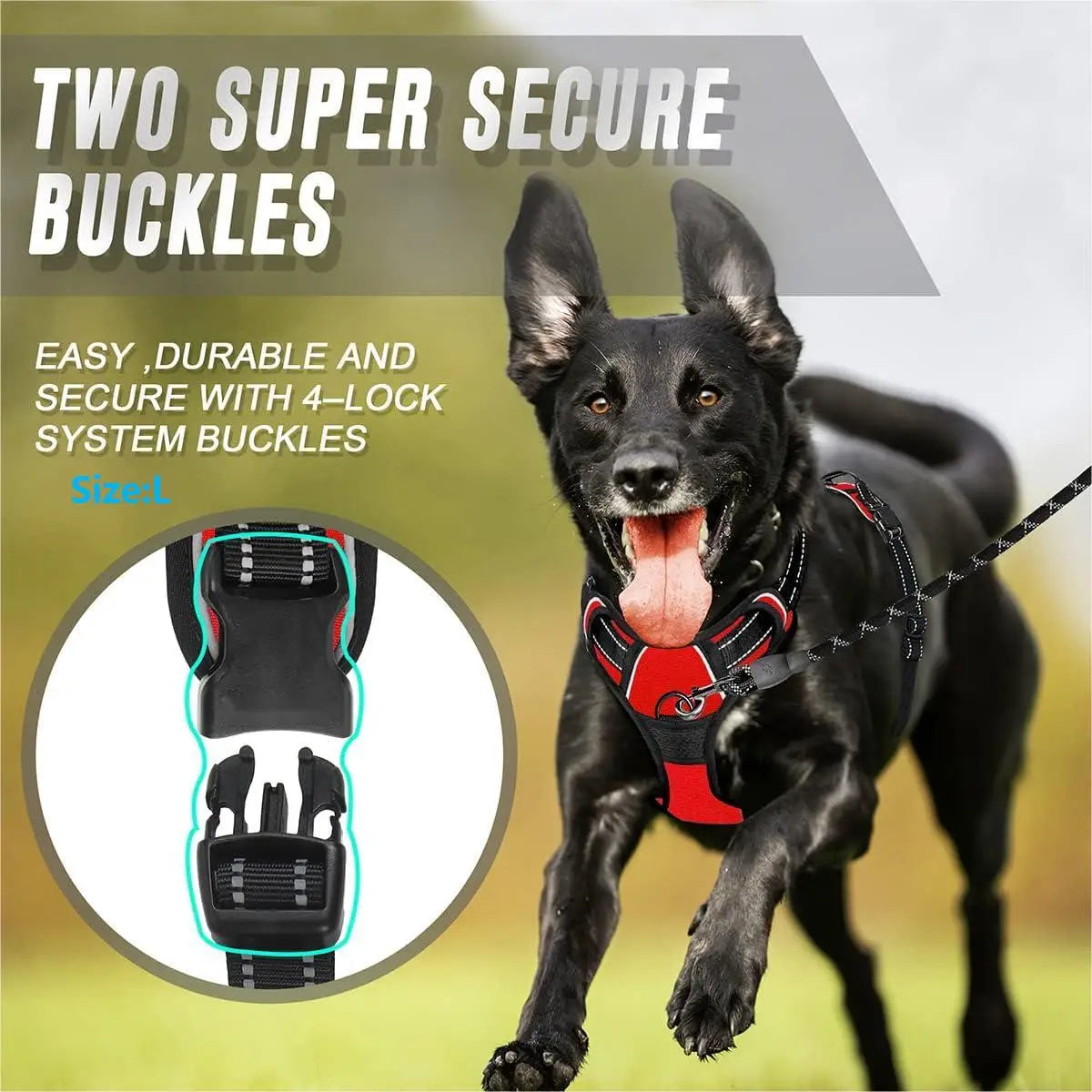 Heavy Duty Reflective Front Clip Dog Harness with Easy Control Handle for Large Dogs