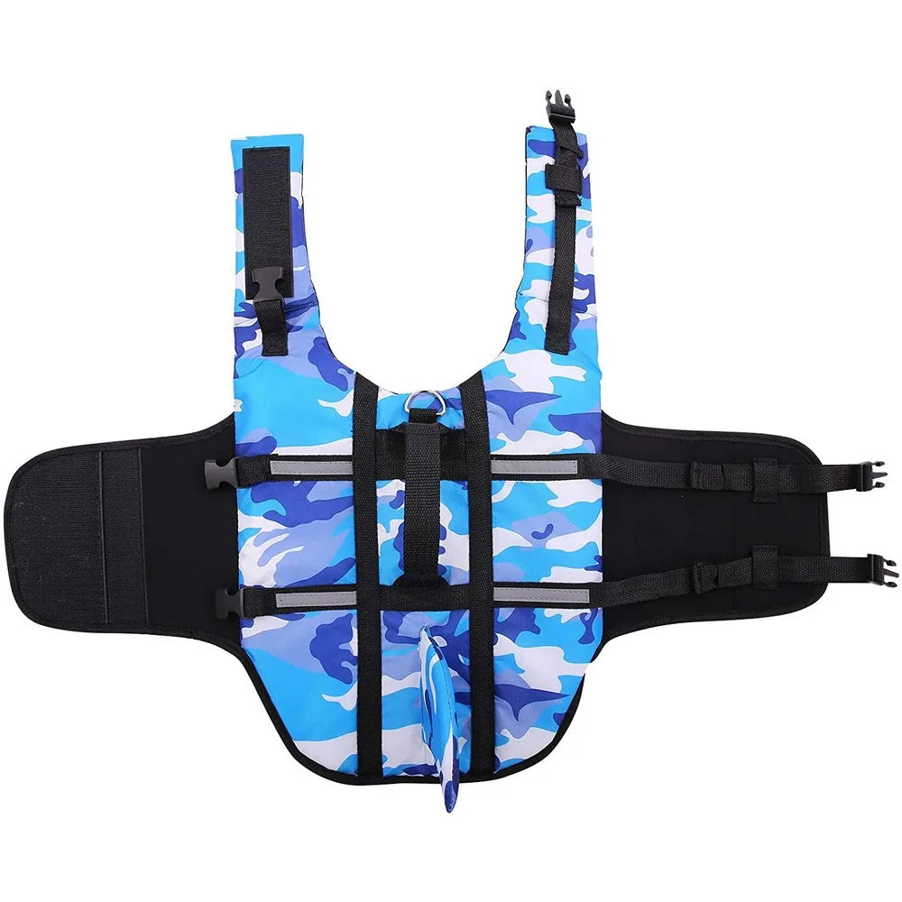 Pet Dog Save Life Jacket with fin shark shape & Harness