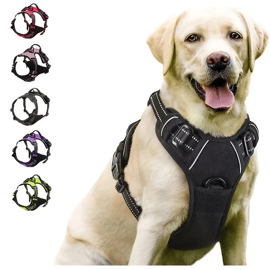 Heavy Duty Reflective Front Clip Dog Harness with Easy Control Handle for Large Dogs