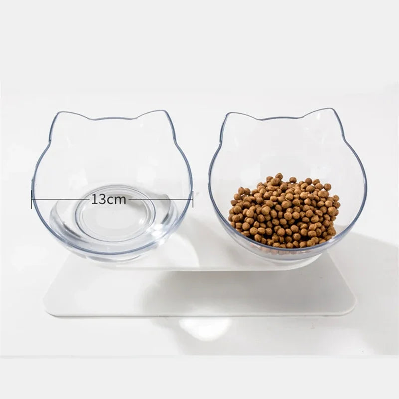 Non-Slip Double Pet Bowl with Stand: Cat Feeding Solution