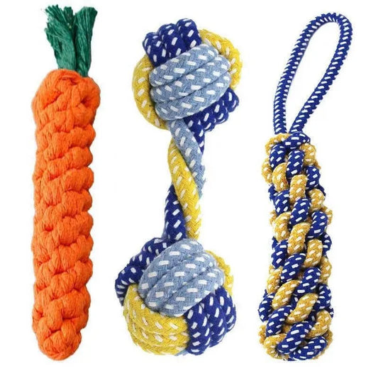 1PC Carrot Knot Rope, Ball & More: Durable Dog Chew Toy