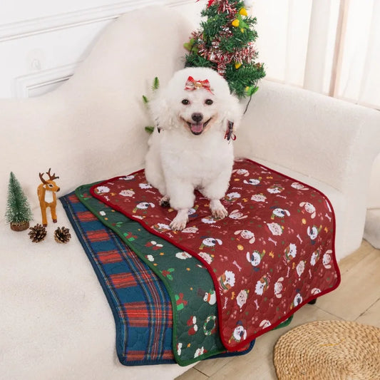 Christmas Absorbent Dog Pee Pad and Blanket