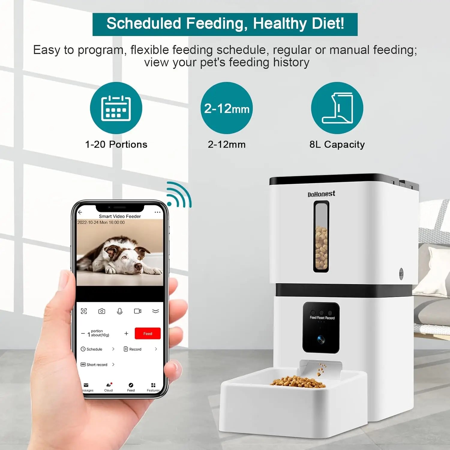 8L Smart Dog Feeder with Camera