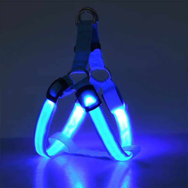 LED Glowing No-Pull Dog Harness. Night Safety