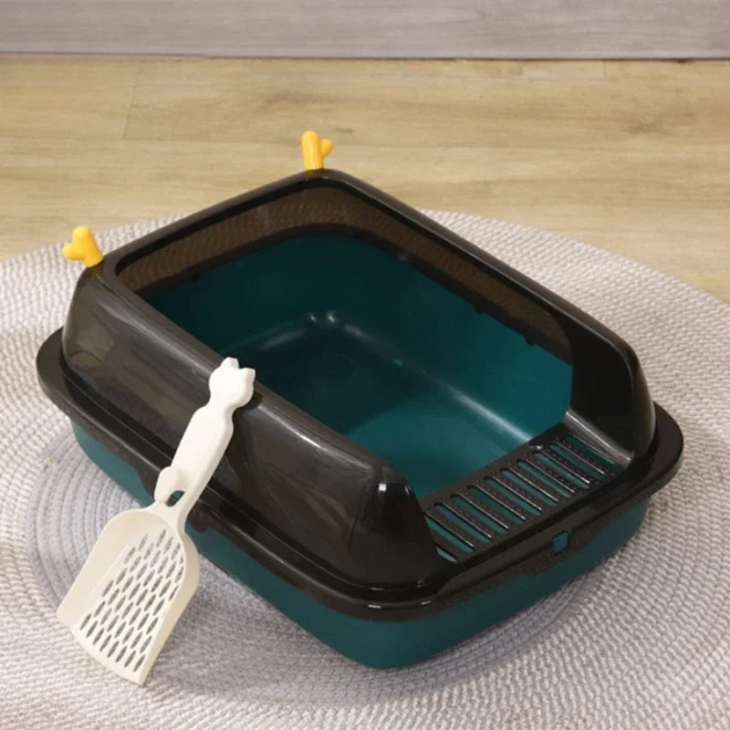 Semi-Enclosed Cat Litter Box - Splash-Proof Design