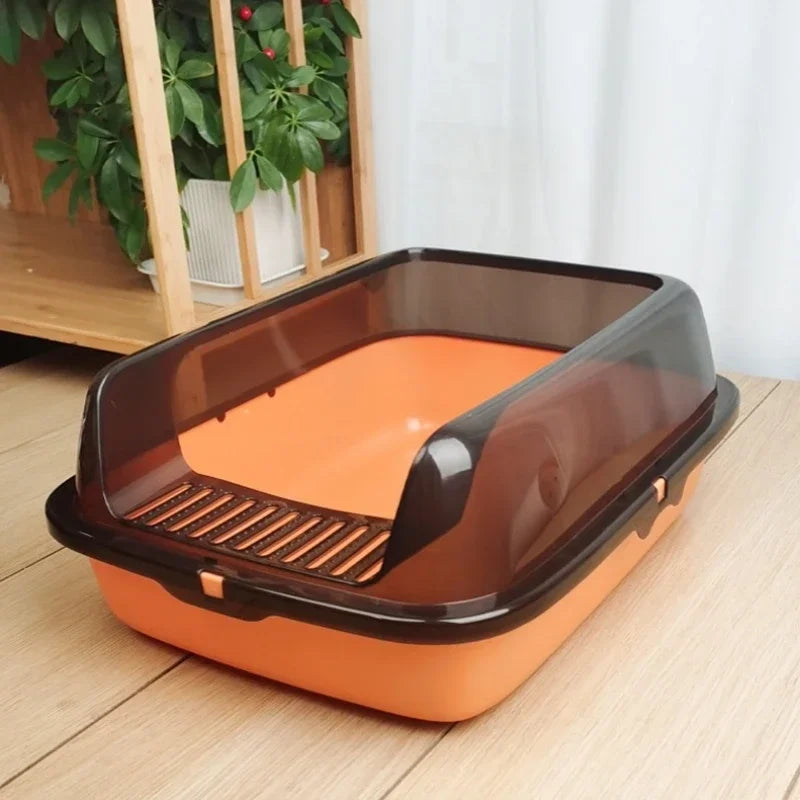 Semi-Enclosed Cat Litter Box - Splash-Proof Design