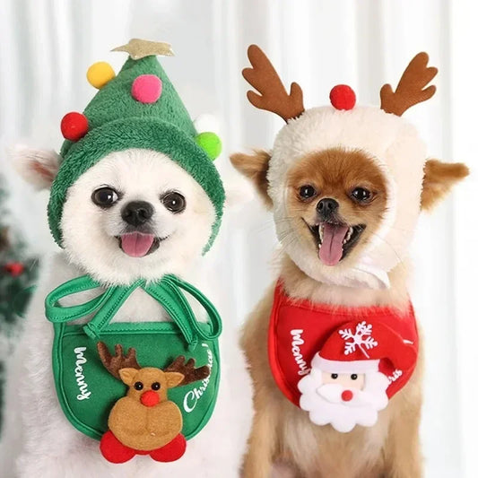 Christmas Hat and Cartoon Bandana Set