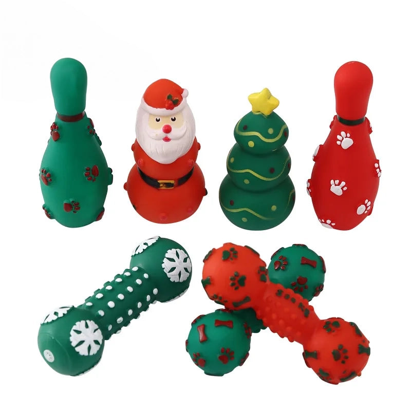 Christmas Tree Santa Bowling Pet Squeak Toy