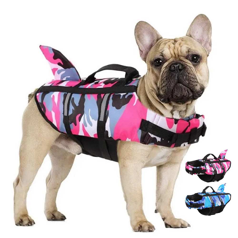 Pet Dog Save Life Jacket with fin shark shape & Harness